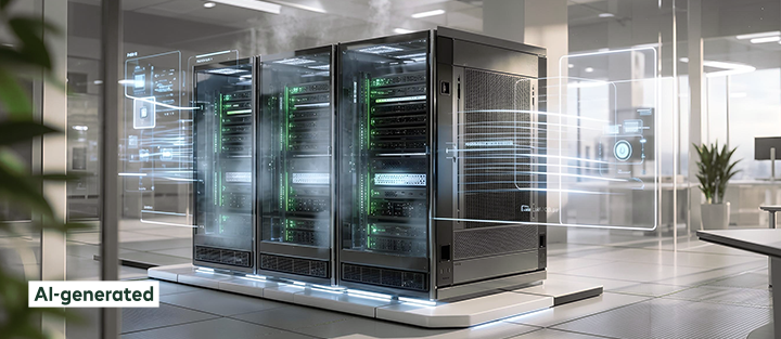A modern server room with a cooling system