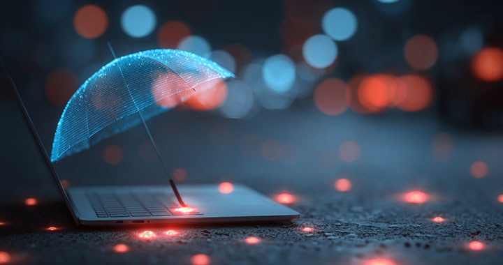 Umbrella protecting Notebook