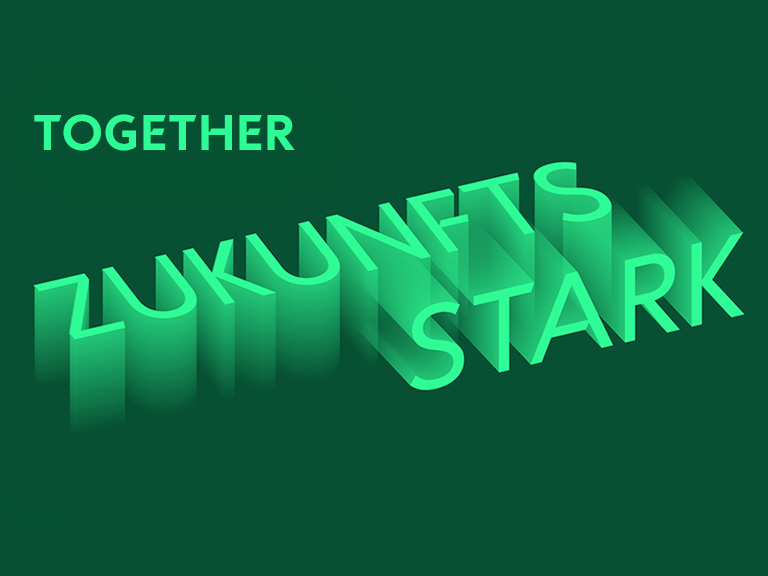Illustration of the text: Strong together for the future