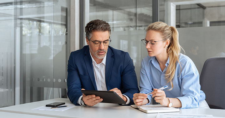 Man and woman talking