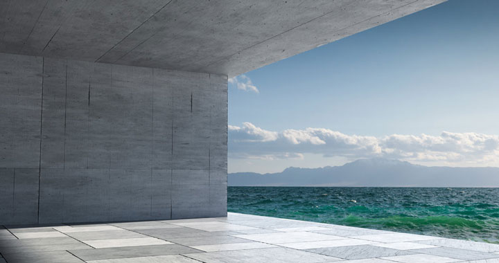 View of the sea from a concrete block