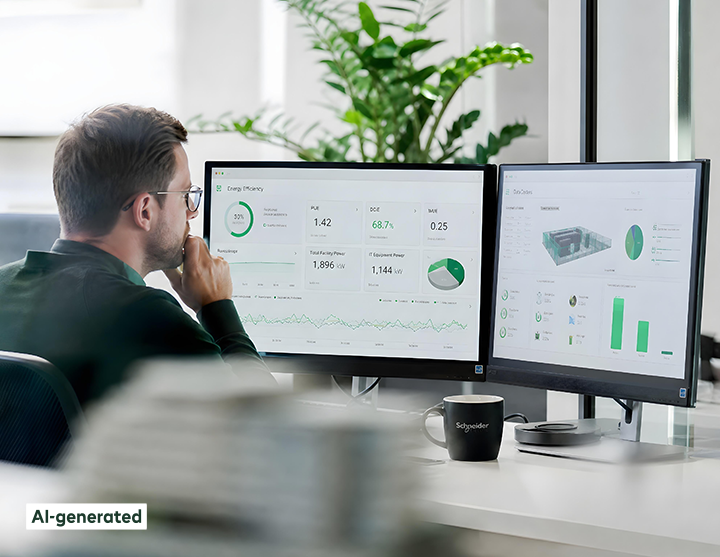 A man is working in an office with an analytical report