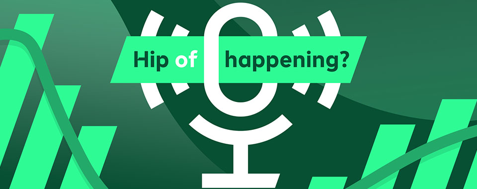 Stylized microphone illustration with a question about the relevance of trends in a modern design