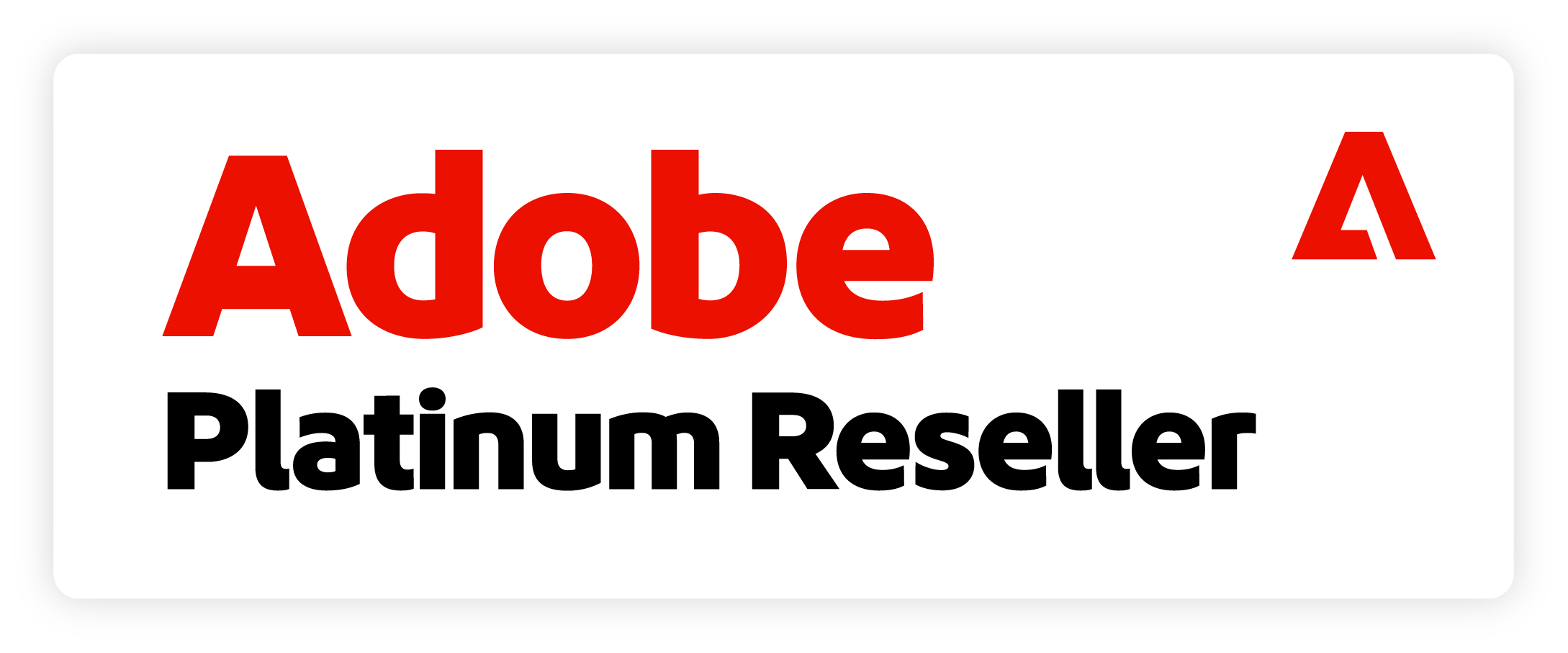 Adobe logo in red with the designation Platinum Reseller indicating a certified sales partner