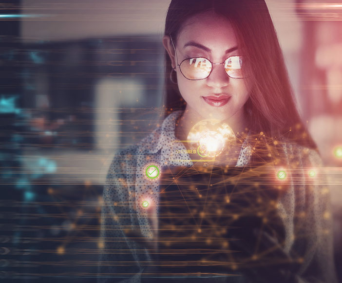 Woman starring at tablet