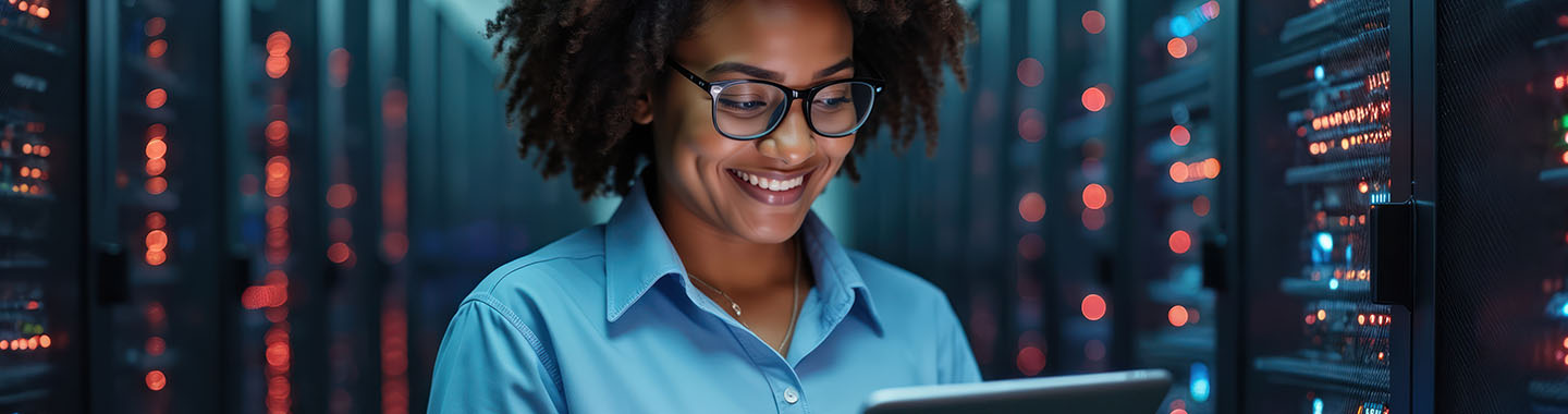 Woman looking at notebook